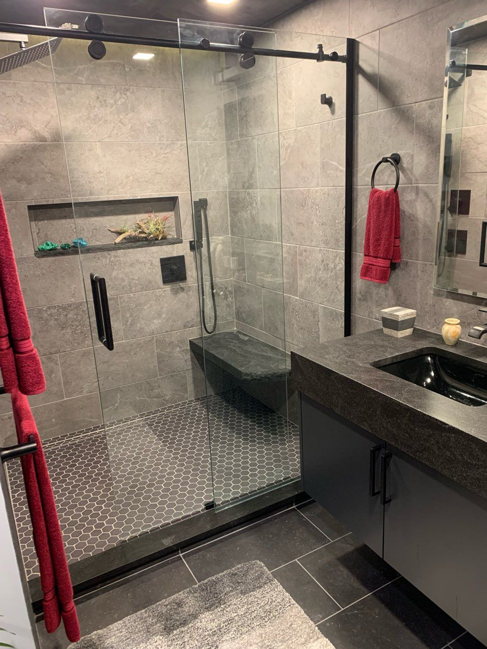 Modern bath with glass shower