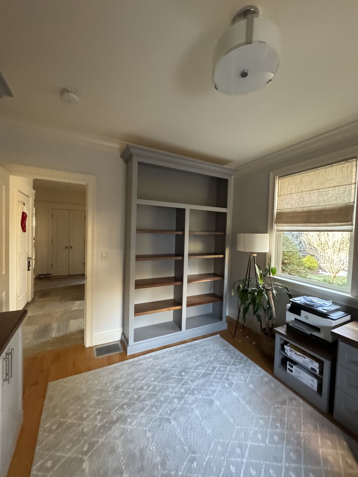 Shelving nook with printer storage