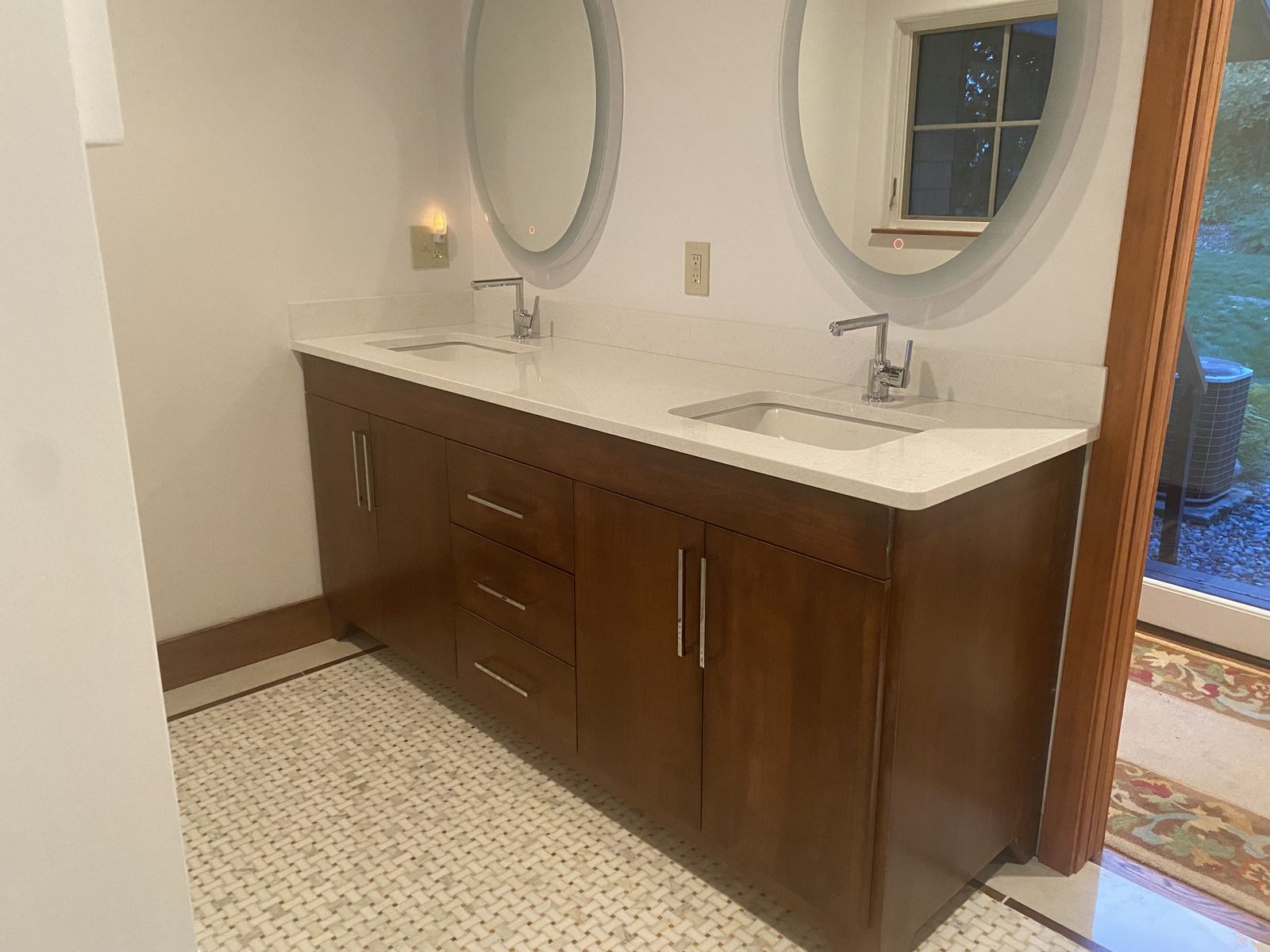 Wood double vanity